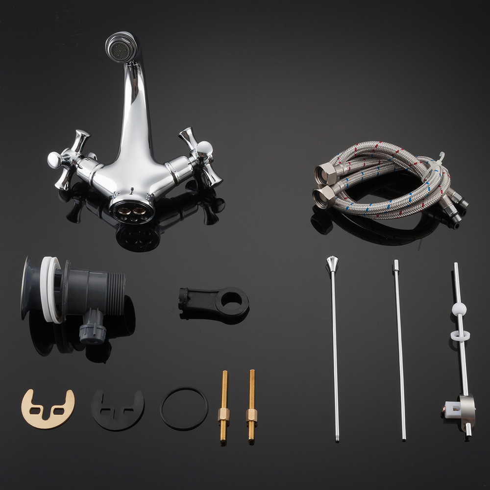 Смеситель для раковины 1/2 кер G1042 GAPPO литой, креп. 2 шпильки, ХРОМ