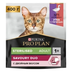 Pro plan cat adult sterilised сухой корм для стерилизованных кошек с уткой и печенью - 400 г