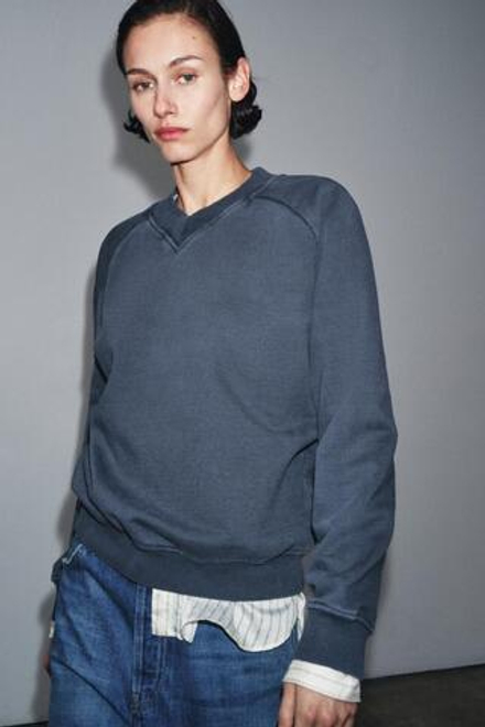 ZARA ТОЛСТОВКА С ЭФФЕКТОМ ПОТЕРТОСТИ, ИНДИГО