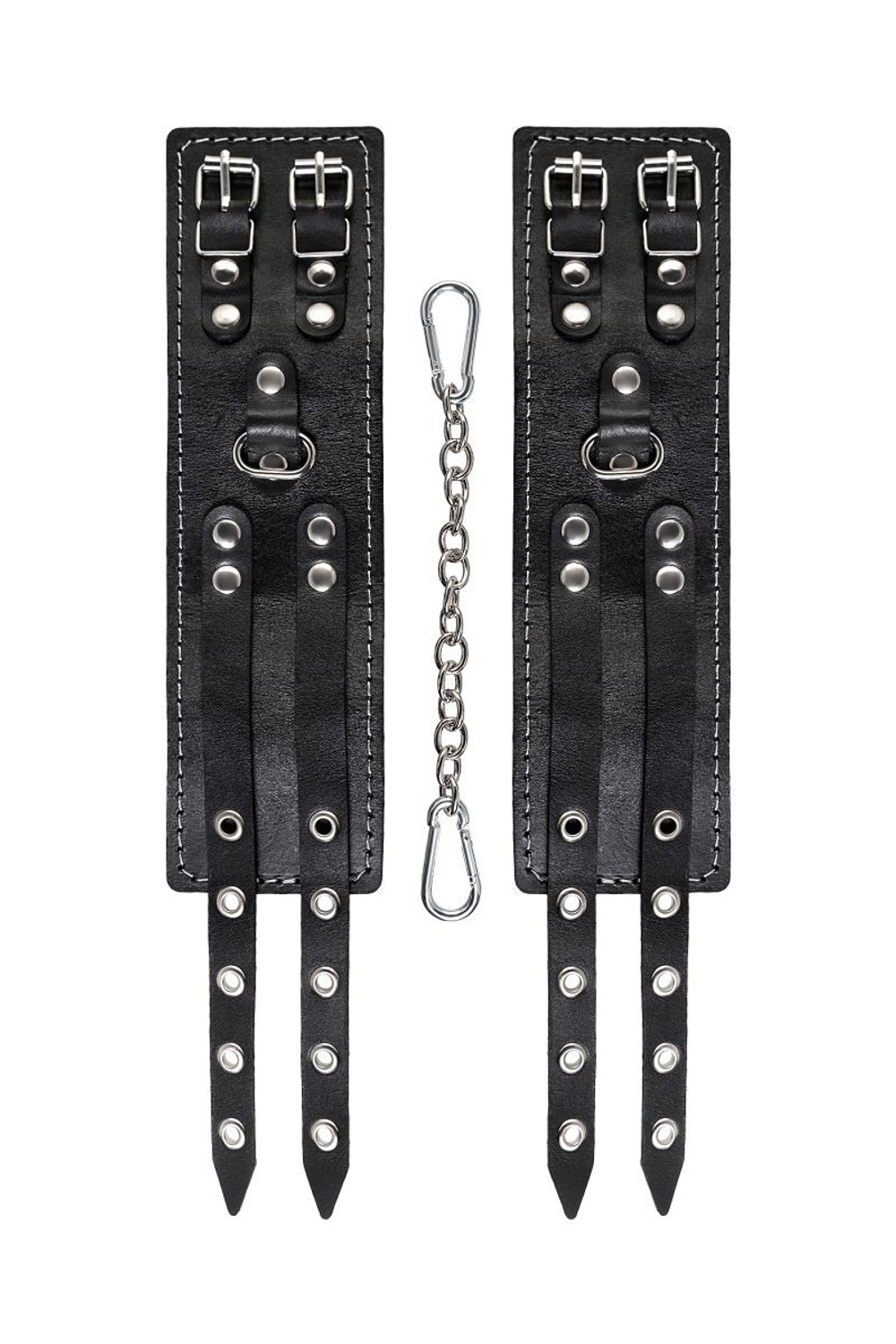 Черные оковы с двумя ремнями и красной подкладкой (Цвет: черный с красным)