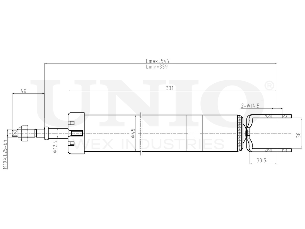 Амортизатор газовый задней подвески UNIO SAB-10482