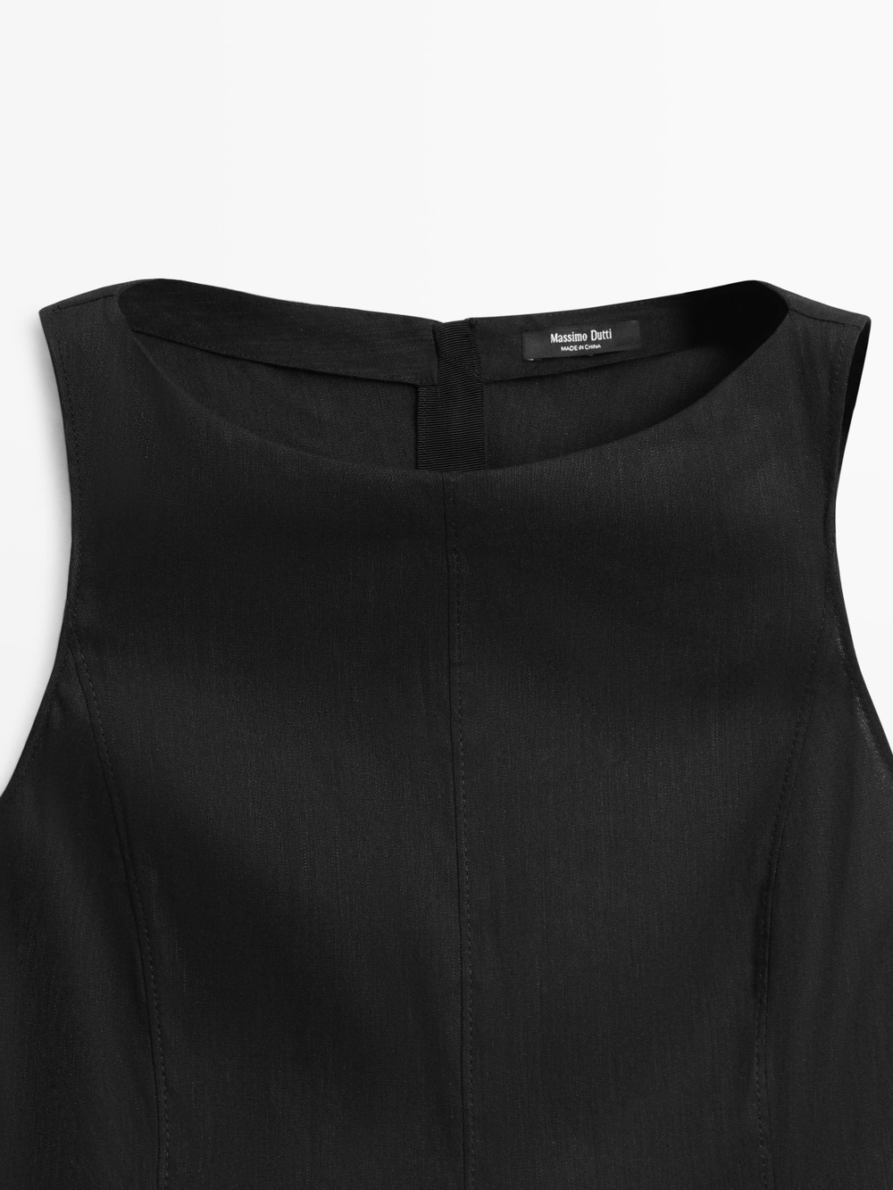 Massimo Dutti Длинное платье из струящейся смесовой льняной ткани, черный