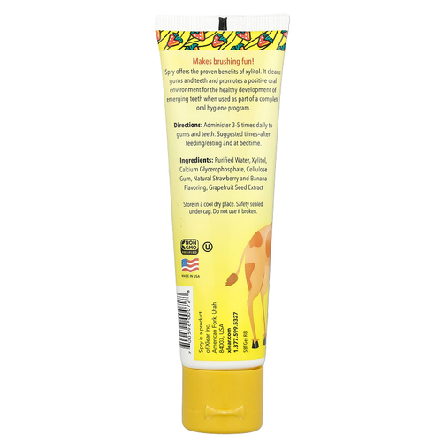 Xlear, Kid's Spry®, зубной гель с ксилитолом, для детей от 3 месяцев, клубника и банан, 60 мл (2 жидк. унц.)