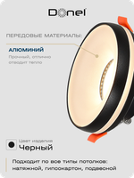 Светильник встраиваемый, GU10, D95xH38мм, IP20, черный, без лампы