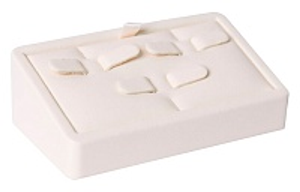 Подставка для 3 пар серег/кубик наклонный/выним.вкладыш/6 язычков/3 прорези д/ниток/петелька/карман