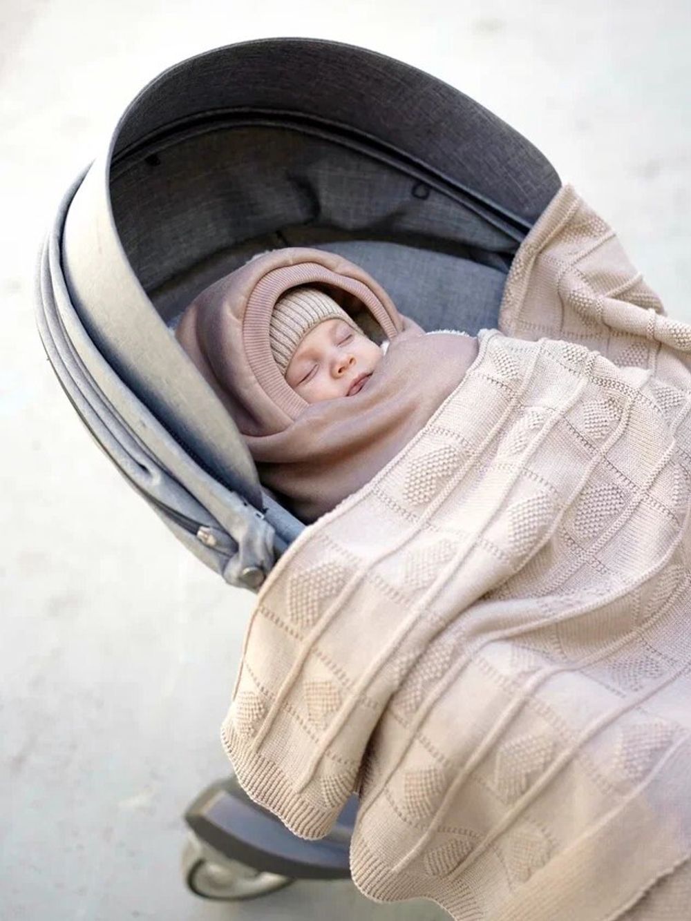 Плед вязаный хлопковый "Нюд" 0+