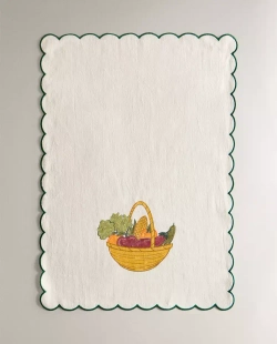 ZARA HOME ХЛОПКОВОЕ ПОЛОТЕНЦЕ С ПРИНТОМ, ЗЕЛЕНЫЙ