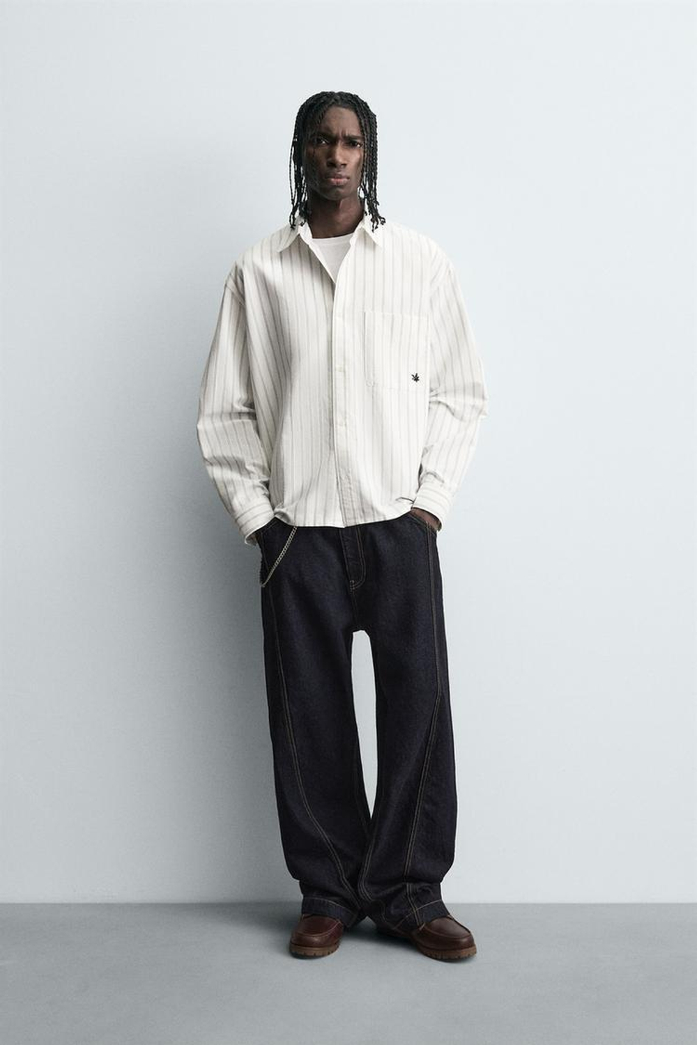 ZARА РУБАШКА В ПОЛОСКУ С КАРМАНОМ, ПОЛОСКИ