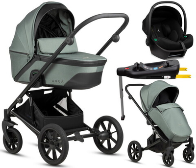 Детская коляска Noordi Aqua V2 4 в 1 с автокреслом Terra Black и базой 1482842 Fern