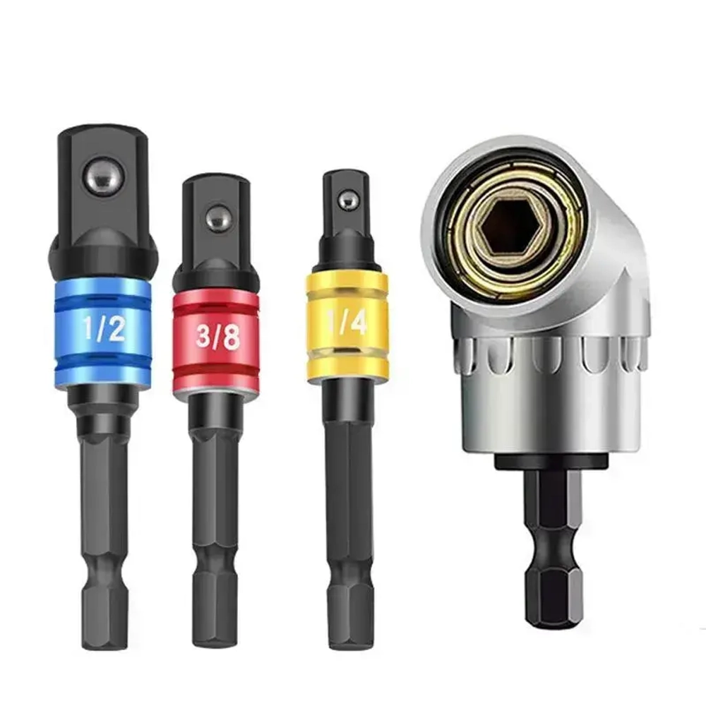 Набор адаптеров для торцевых головок 1/4, 3/8, 1/2 дюйма для гайковерта и шуруповерта, набор 4 шт., легированная сталь