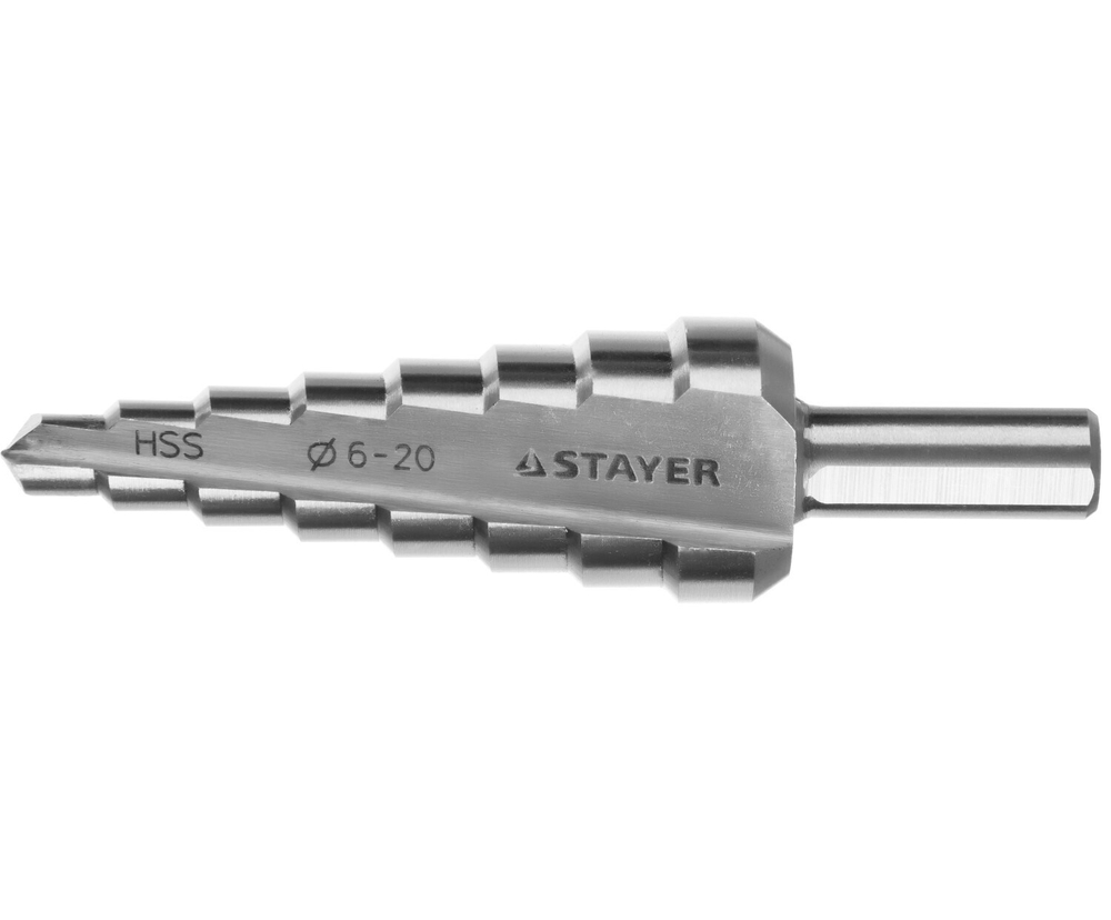 STAYER 6-20 мм, 8 ступеней, сталь HSS, ступенчатое сверло (29660-6-20-8)