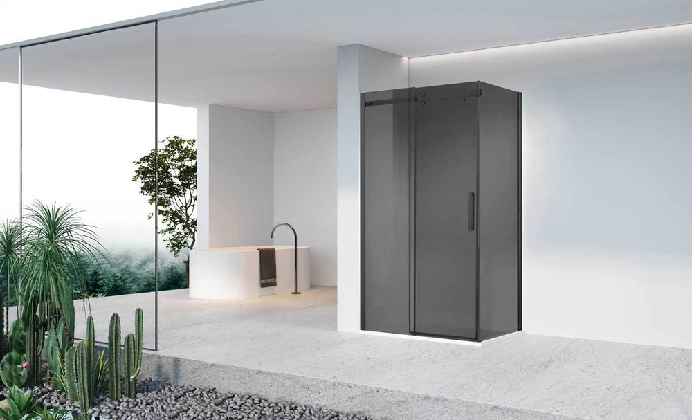 Душевой уголок Como-N VSR-4CN1014CGB, 1400*1000, черный, стекло тонированное