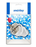 Вилка Smartbuy, прямая с заземлением белая 16А 250В
