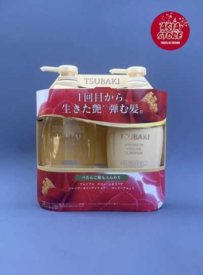 Shiseido Tsubaki Premium Volume & Repair Набор Шампунь и Кондиционер с маслом камелии, 450 мл + 450 мл