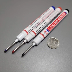 Набор маркеров перманентных с тонким стержнем QBuy, строительный маркер с длинным наконечником, для разметки. черный, синий, красный. 3шт.