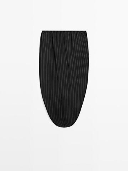 Massimo Dutti Полосатая юбка миди со сборками - STUDIO, черный