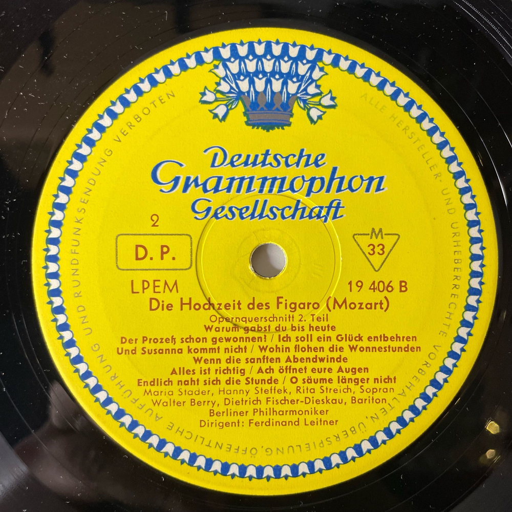 Винтажная виниловая пластинка LP W. A. Mozart Моцарт, Berliner Philharmoniker, Ferdinand Leitner, Figaros Hochzeit (Querschnitt) (Германия 1962) Deutsche Grammophon