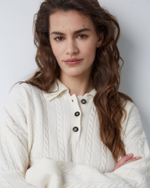 Поло объемного кроя из смесового кашемира молочный