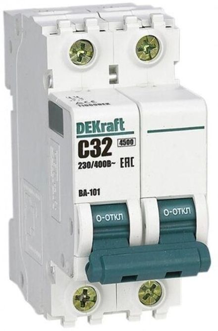 Выключатель автоматический DEKraft 2Р 32А C ВА-101 4,5кА