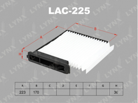 Фильтр салонный LYNX LAC-225