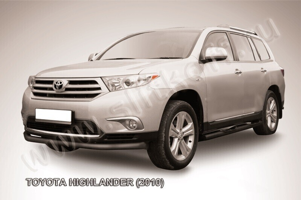 Защита переднего бампера Toyota Highlander (2010-2013) d57 длинная серебристая