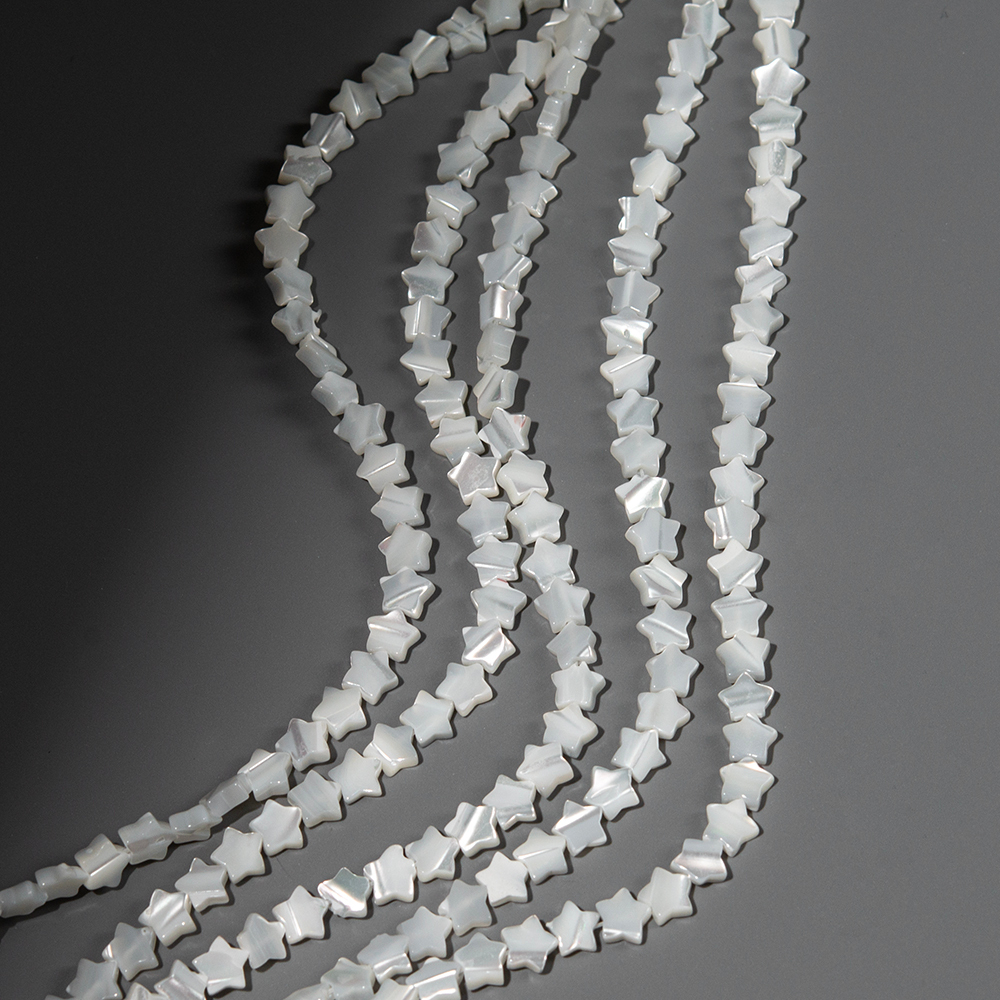 Перламутр морских ракушек, звездочки, 6,5мм, белый