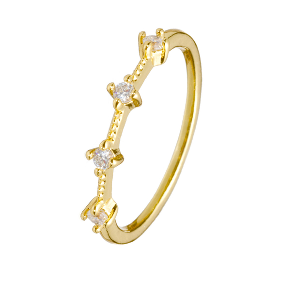 Кольцо на фалангу, 4 камня, золото