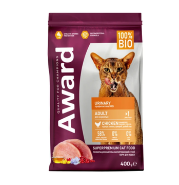 Сухой корм AWARD Urinary ДЛЯ ВЗРОСЛЫХ КОШЕК ДЛЯ ПРОФИЛАКТИКИ МОЧЕКАМЕННОЙ БОЛЕЗНИ с курицей с добавлением клюквы, цикория и рыбьего жира