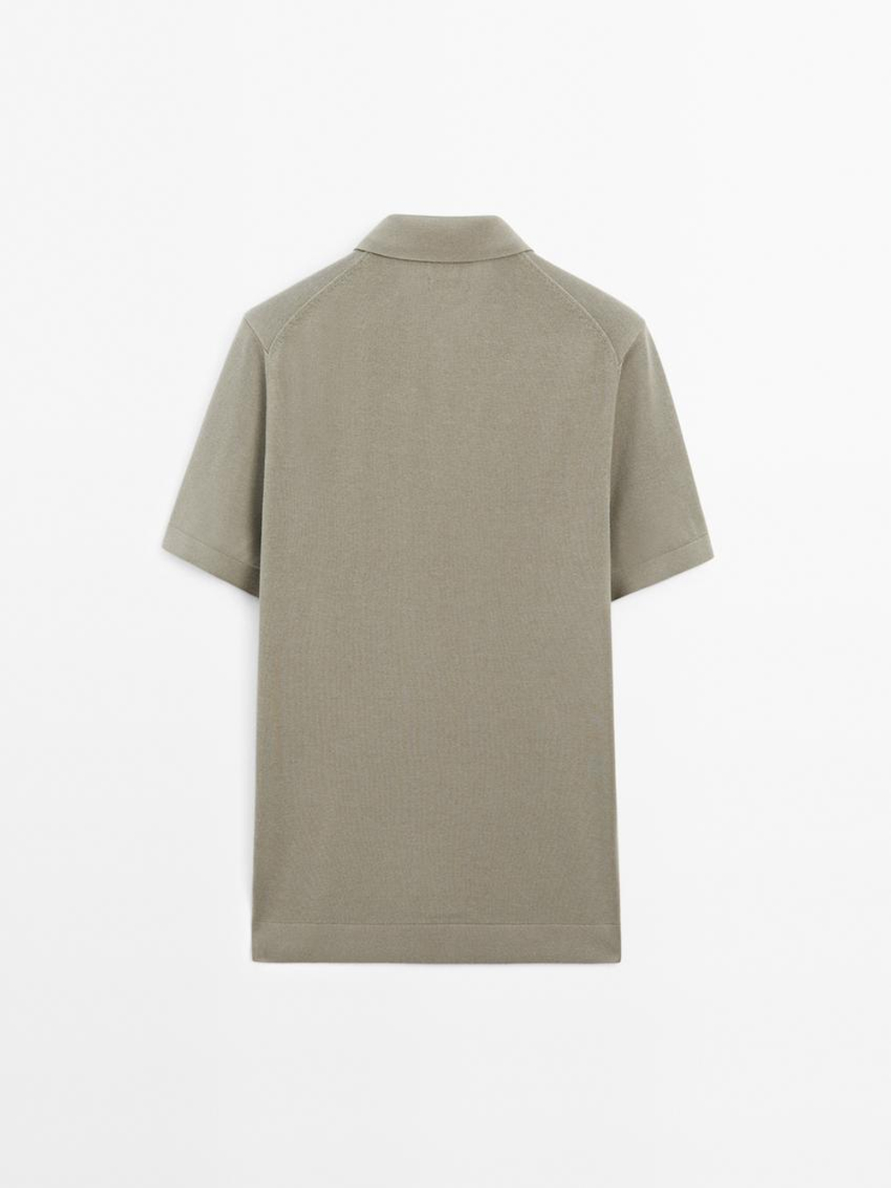 Massimo Dutti Поло с короткими рукавами из рельефной ткани, серый