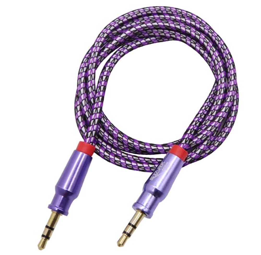 Кабель AUX JD-414 матерчатый металл (фиолетовый) 1м