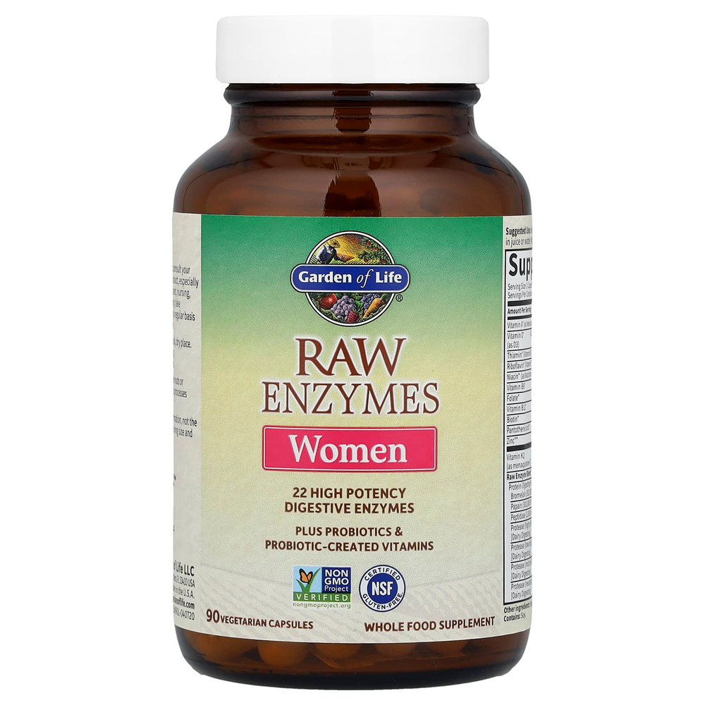 Garden of Life, Ферменты RAW Enzymes для женщин, 90 вегетарианских капсул