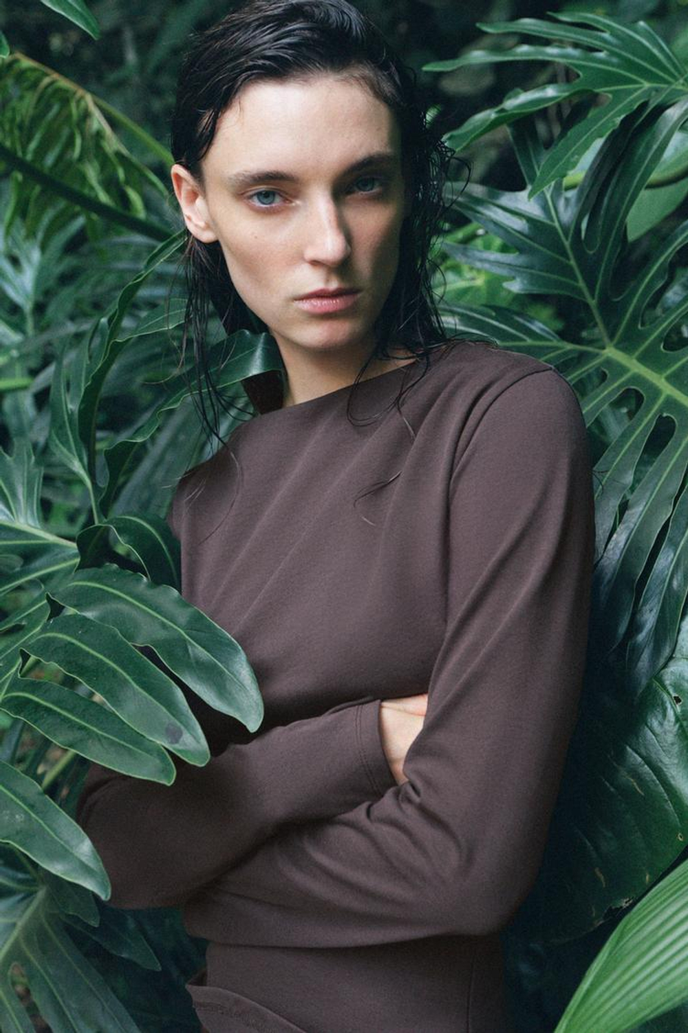 ZARA ТОП СО СБОРКАМИ СБОКУ, ТЕМНО-БАКЛАЖАНОВЫЙ