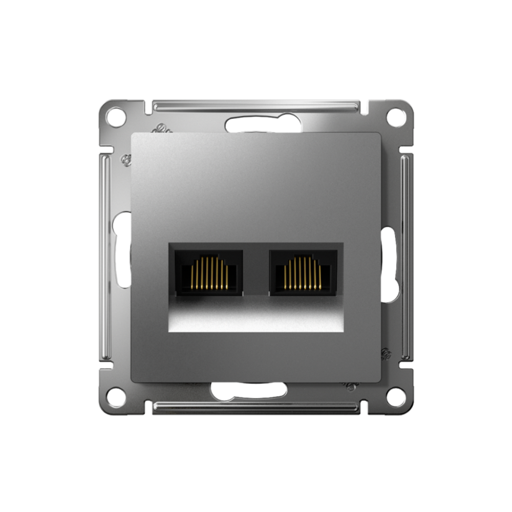 Розетка компьютерная 2-м AtlasDesign RJ45 кат.5E механизм сталь SE ATN000985