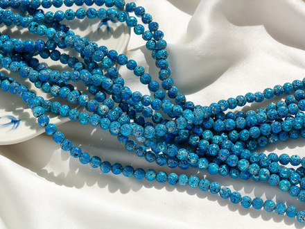 Нить бусин из лавы с радужным покрытием, 6,6мм