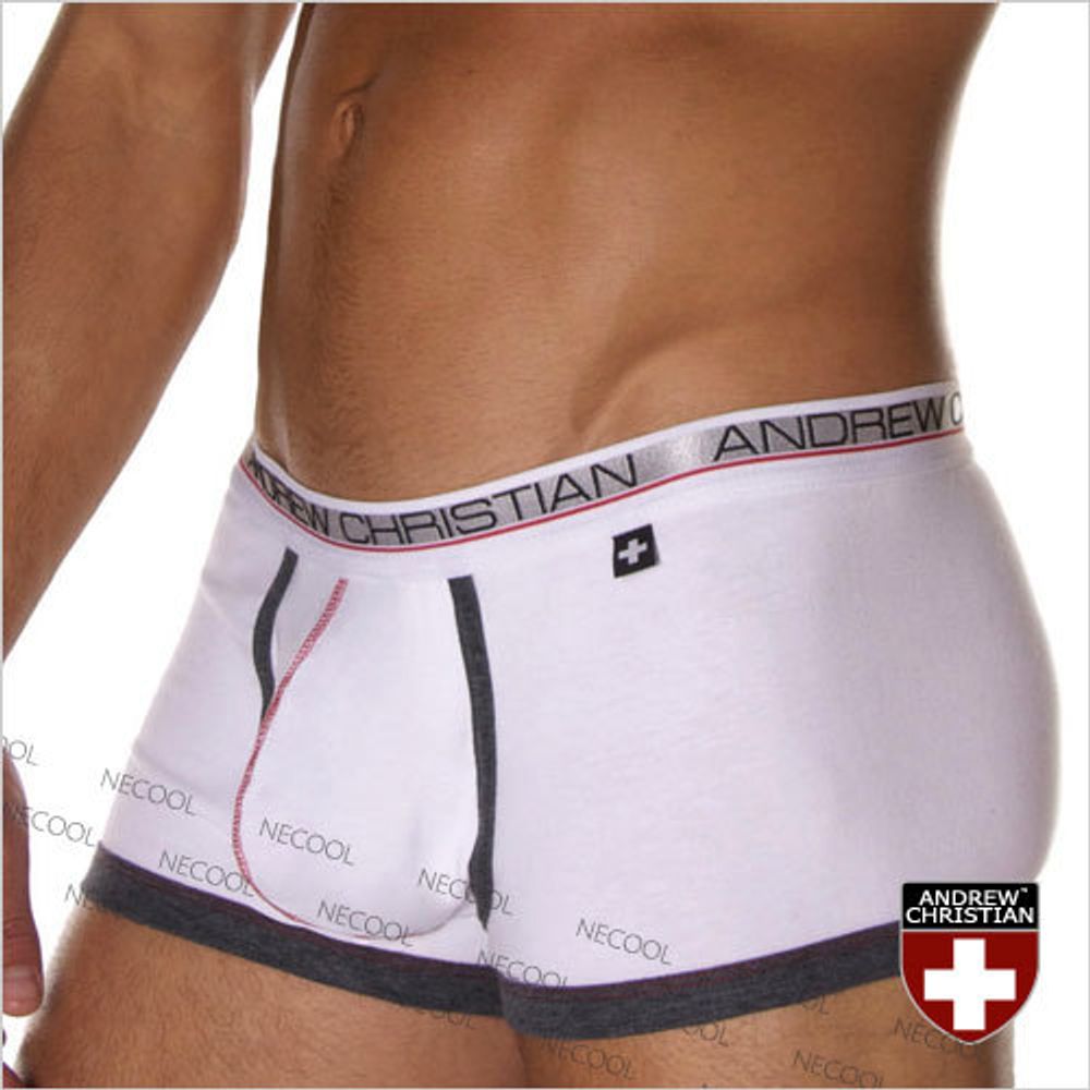 Мужские трусы боксеры Andrew Christian Show-it-low-profile Boxer White black  ART640