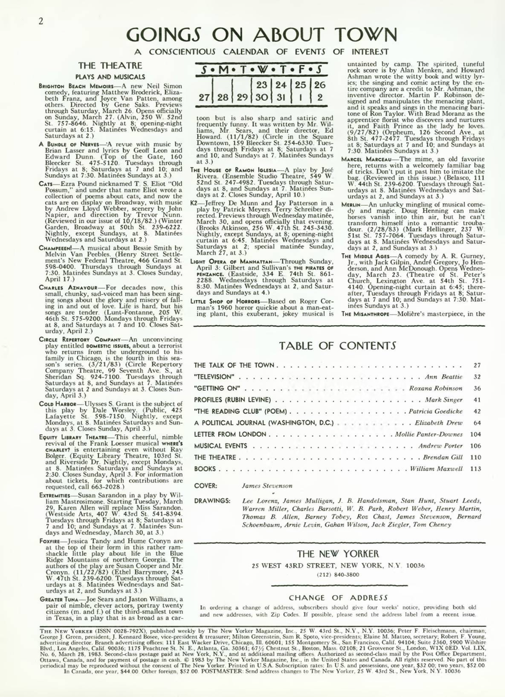 Журнал The New Yorker 28-03-1983