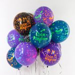 Шар (12"/30 см) Яркий космос, С Днем Рождения!, Ассорти, пастель, 5 ст флюор 25 шт.