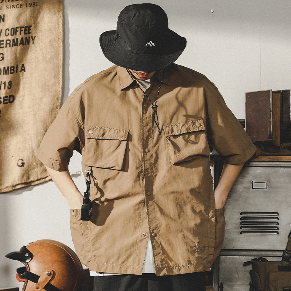 Американская рабочая классическая рубашка с накладными карманами