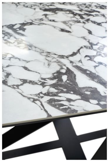 Стол VICENZA 180 раскладной GLOSS BULGARI WHITE, керамика / Черный