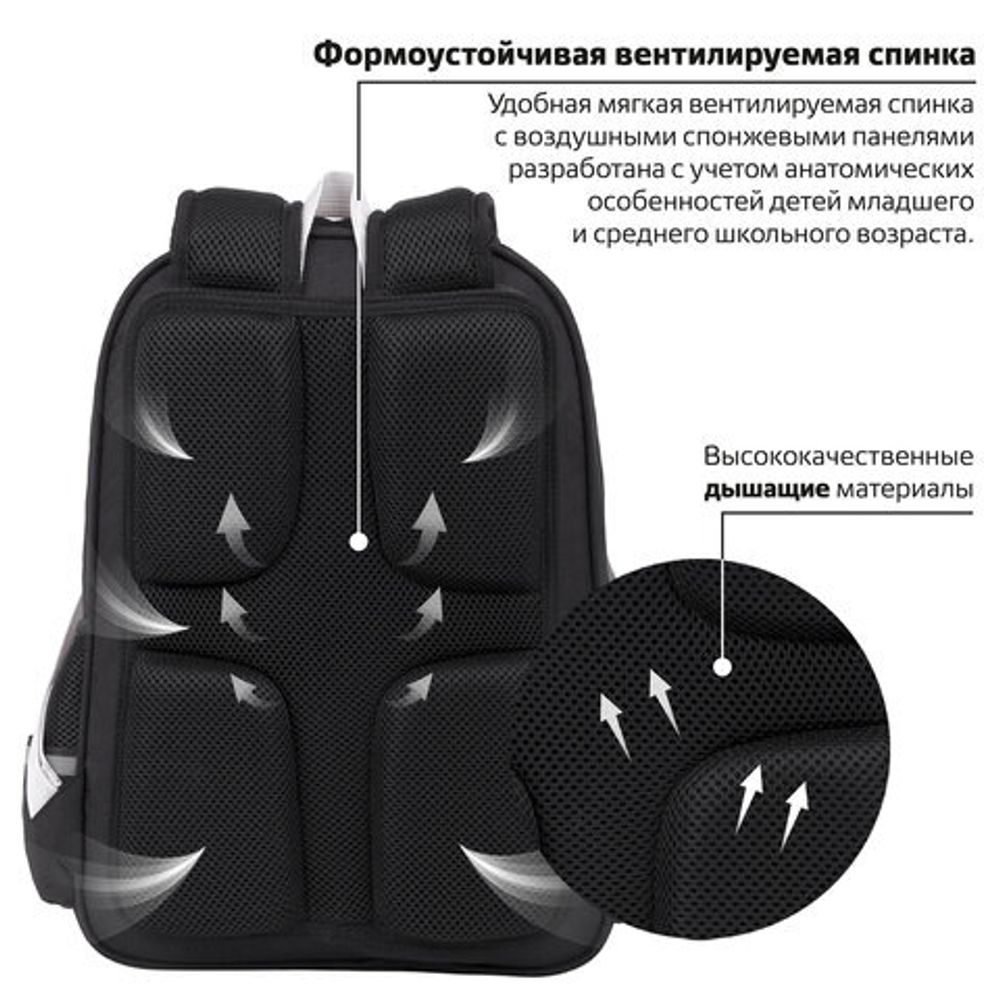 Рюкзак BRAUBERG SOFT, 2 отделения, "Joyful kitten", СВЕТЯЩИЙСЯ, 40х31х15 см, 228791