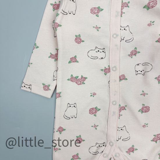 Слип хлопковый "Кошечки и цветочки" светлый жемчуг
