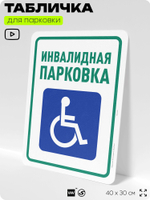 Табличка для парковки "Инвалидная парковка", для дома, офиса, организаций, 40х30 см, Silver Plane x Айдентика Технолоджи