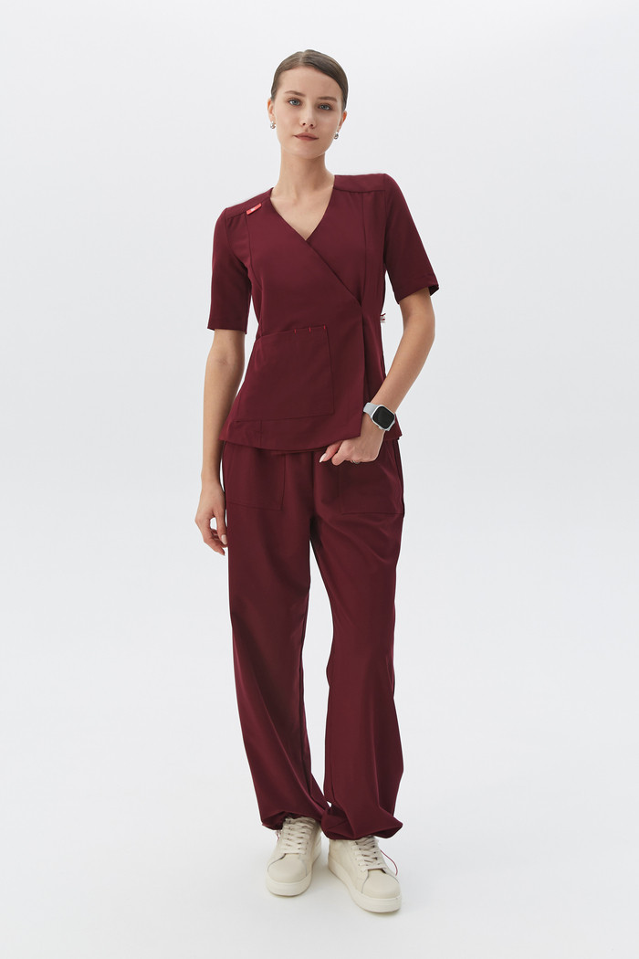 Брюки свободные медицинские женские Йошо, бордо