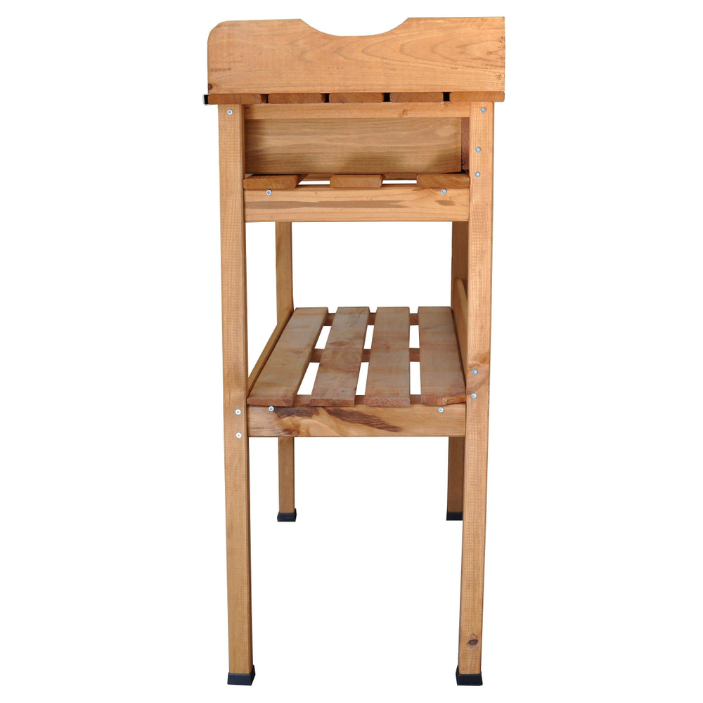 Садовый стол с цинковой столешницей и выдвижными ящиками для пересадки растений и цветов