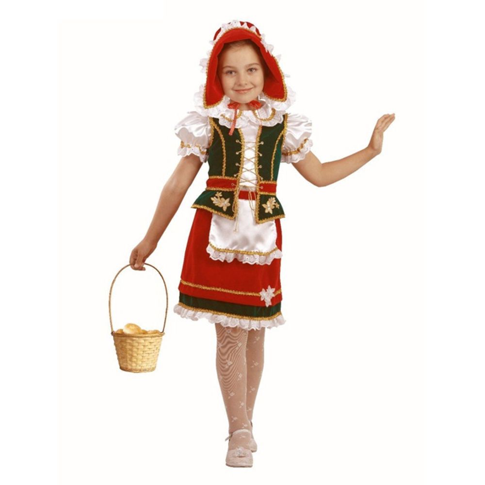 Карнавальный костюм Красная Шапочка, бархат, размер 34, рост 134 см #62814