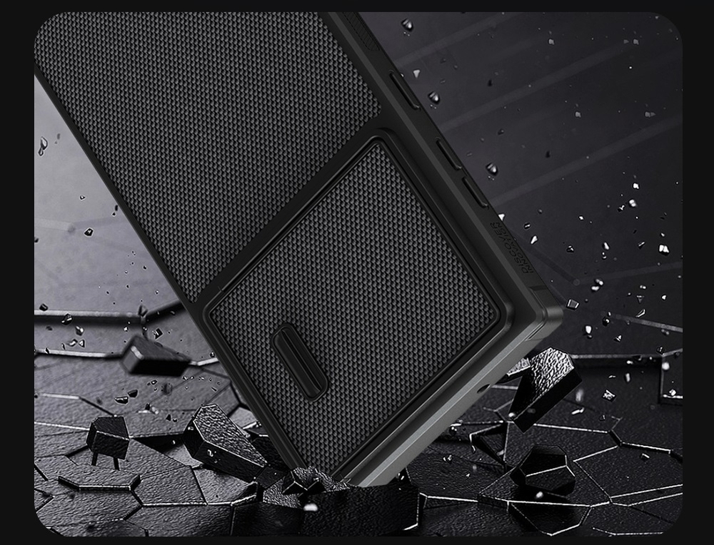 Чехол от Nillkin для Samsung Galaxy S23 Ultra, серия Textured Case S (покрытие нейлонового волокна), полуавтоматическая механизм сдвижной шторки