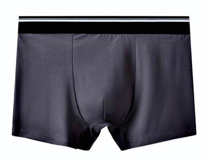 Мужские однотонные трусы-боксеры с резинкой в полоску (Размер: M) (Цвет: серый)