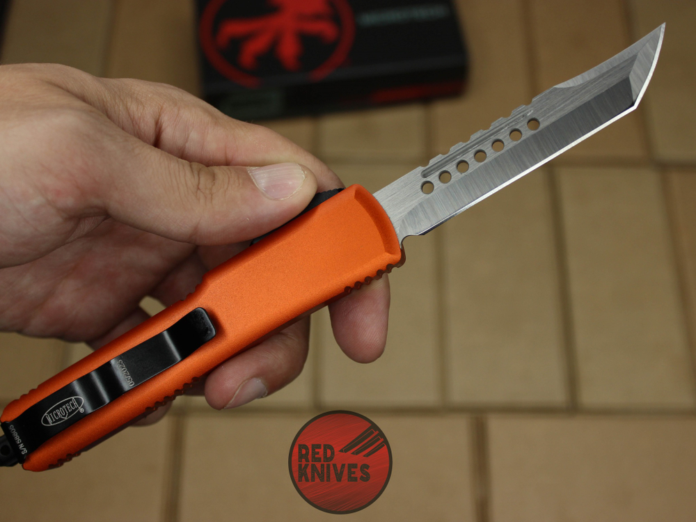 Нож Microtech Ultratech Helhound H/E - оранжевая рукоять, клинок сатин + запчасти RK-366