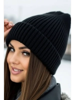 шапка вязаная с отворотом зимняя теплая