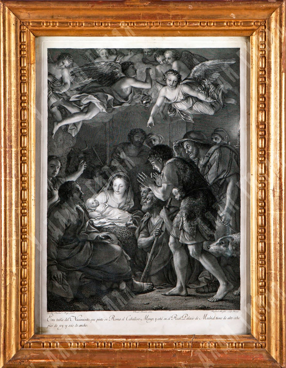 Гравюра Рафаэля Моргена "Поклонение пастухов" по оригиналу Менгса. Рим, 1791 г.